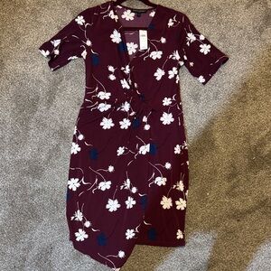 Banana Republic Factory Burgundy Floral Midi Dress